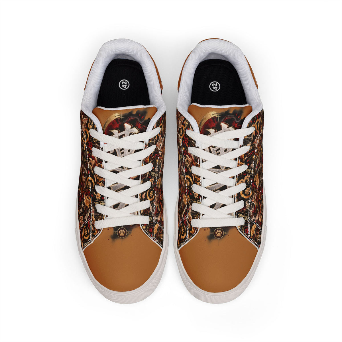 RENJI 🪷 — The Warrior Monk Men's Low-Top Leather Sneakers