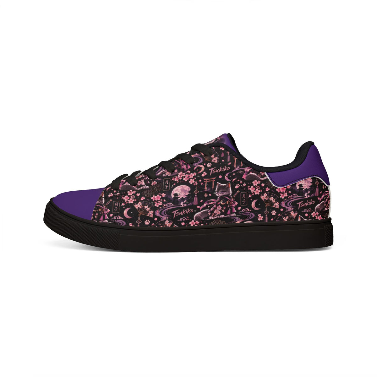 TSUKIKO 🌙 — The Moon Guardian Men's Low-Top Leather Sneakers