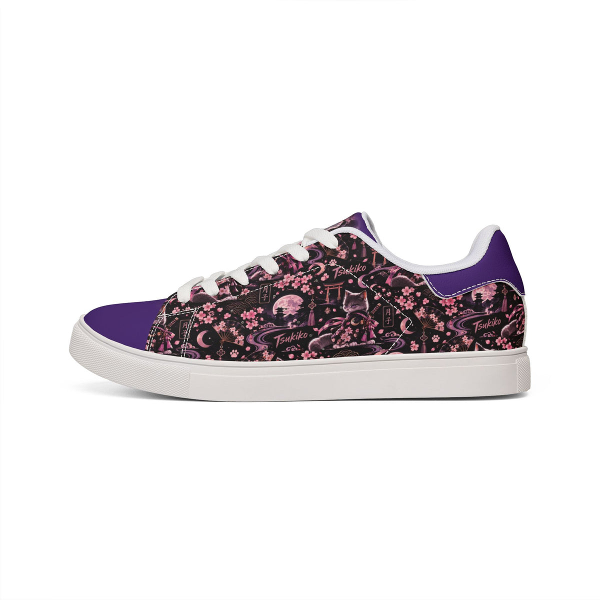 TSUKIKO 🌙 — The Moon Guardian Men's Low-Top Leather Sneakers