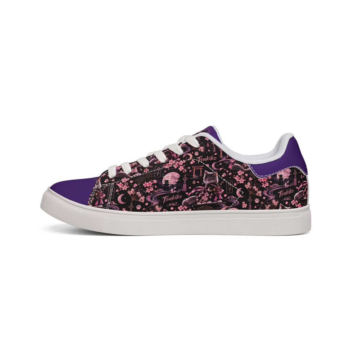 TSUKIKO 🌙 — The Moon Guardian Men's Low-Top Leather Sneakers