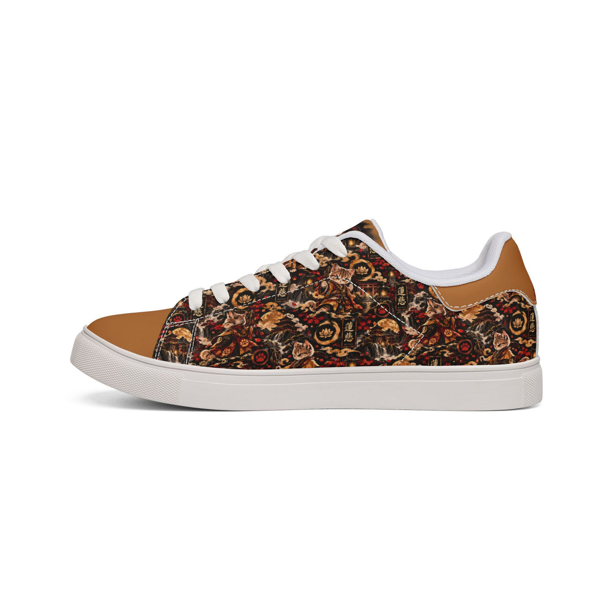 RENJI 🪷 — The Warrior Monk Men's Low-Top Leather Sneakers